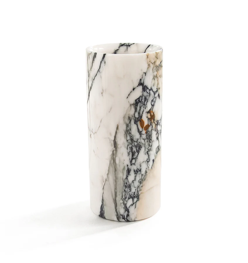 Fiammetta V Italian Marble Cylindrical Vase - Image 3
